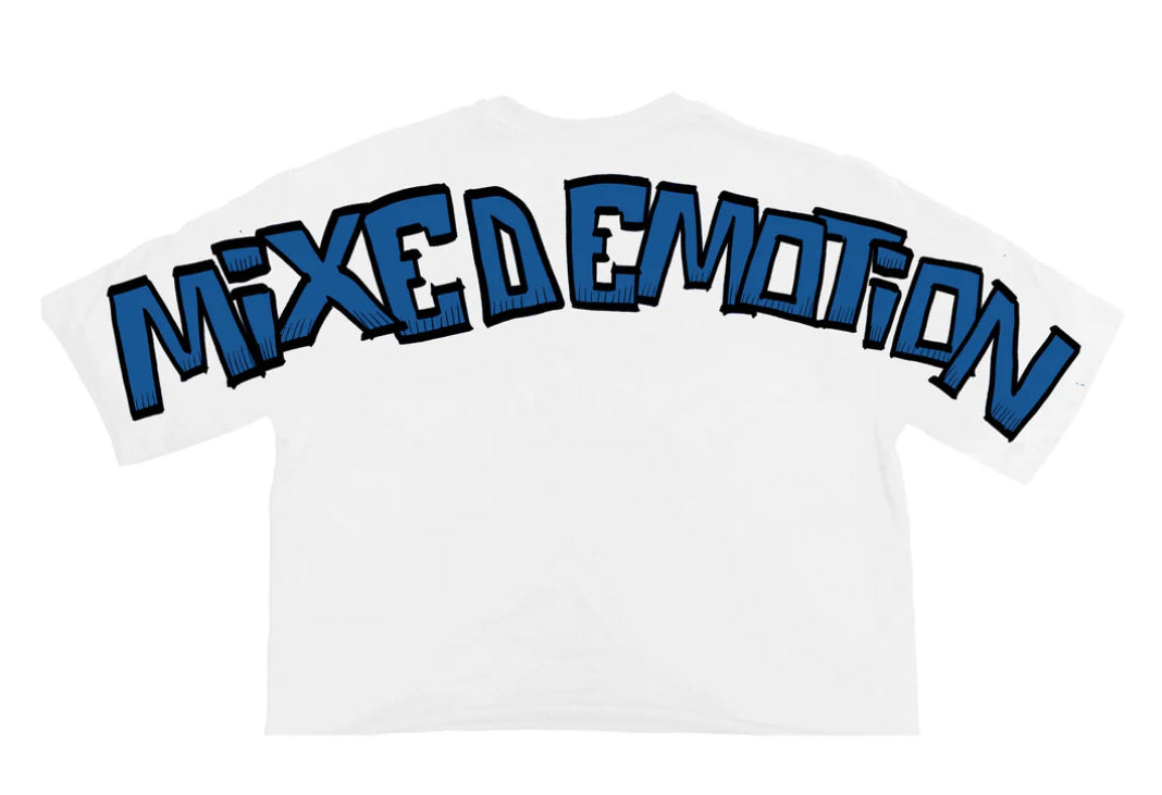 Mixed Emotion Monster Cropped Tee Blue