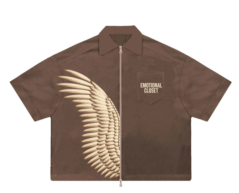 Mixed Emotion Wings Shirt Brown