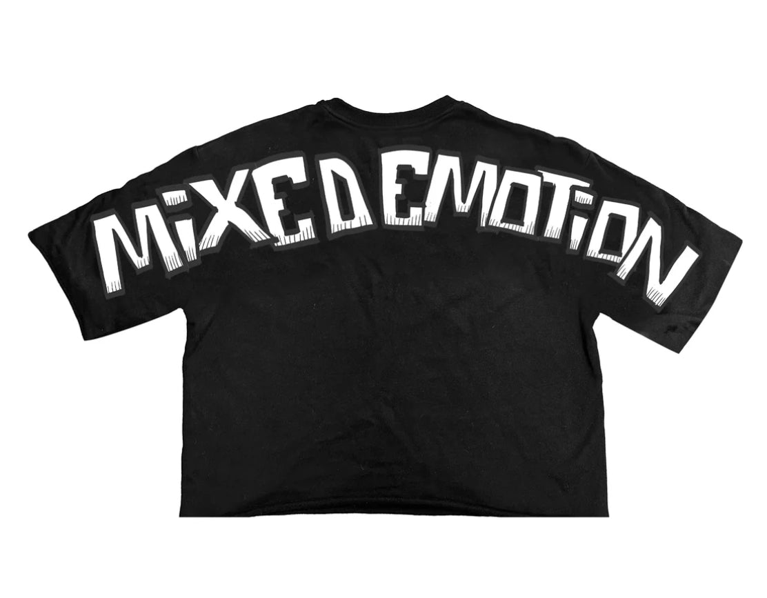Mixed Emotion Monster Cropped Tee Black