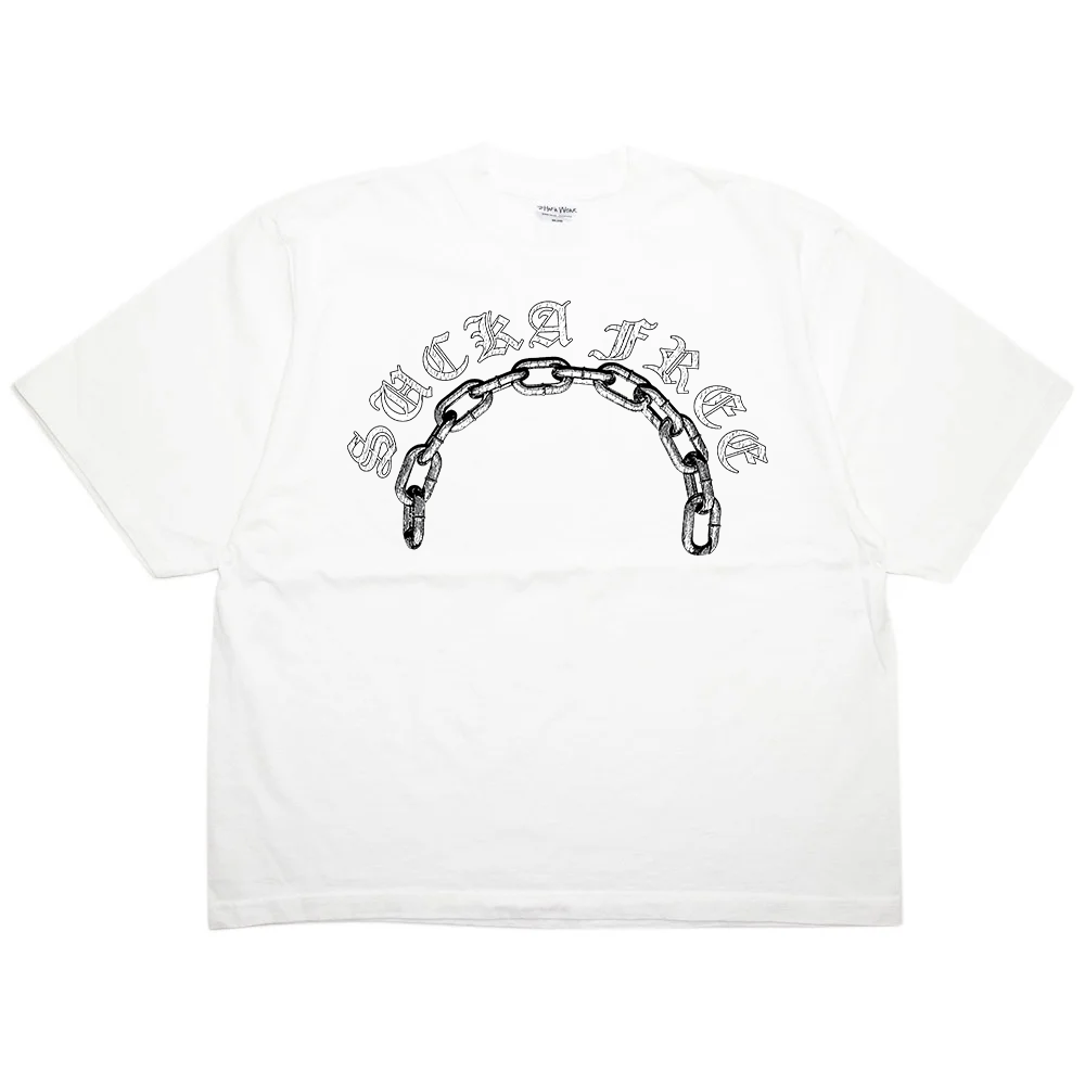 Sucka Free Metal Chain Cropped Tee White
