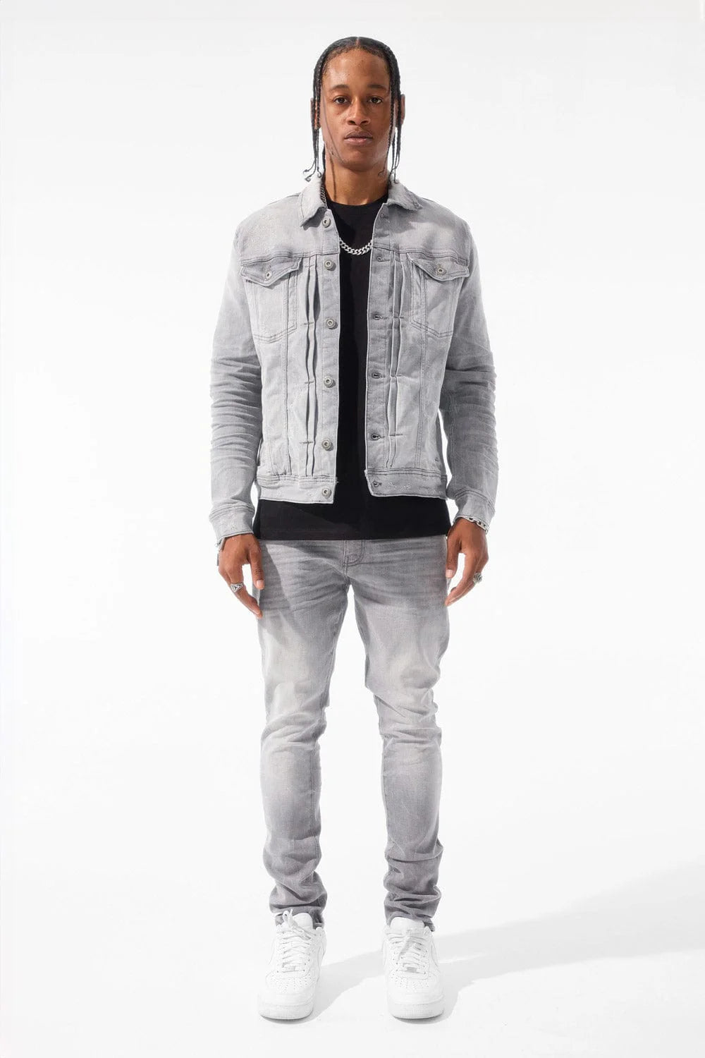 JORDAN CRAIG MEADOWLANDS DENIM TRUCKER JACKET (MONOCHROME) CEMENT WASH
