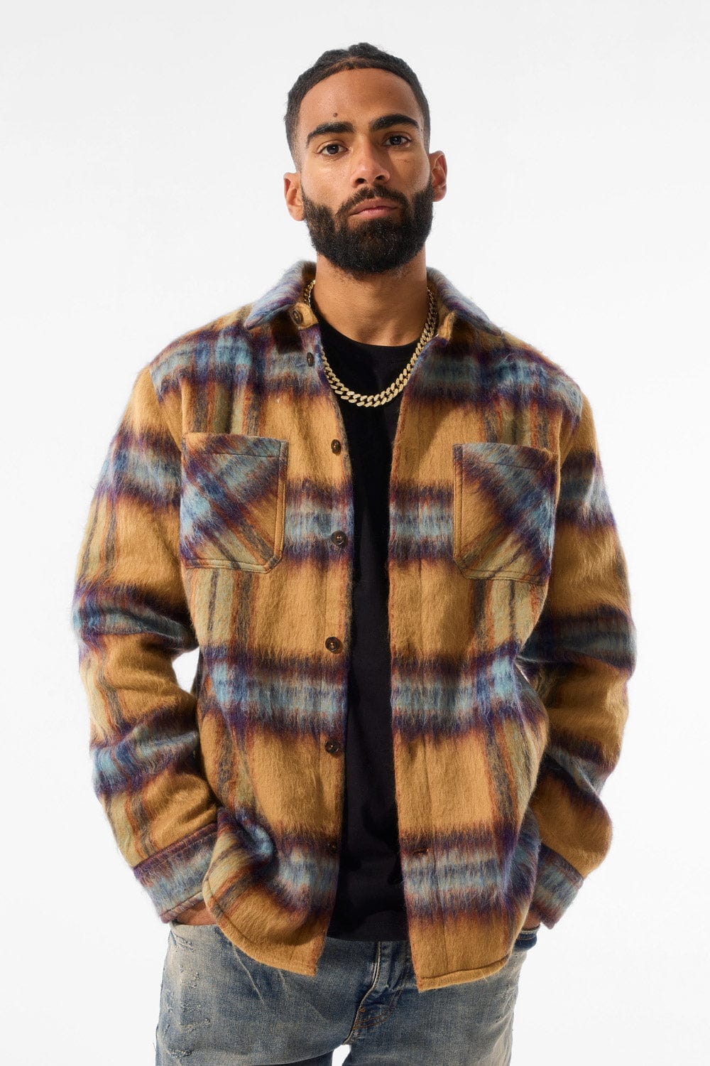 JORDAN CRAIG SEE YOU IN PARADISE FLANNEL SHACKET (WHEAT)