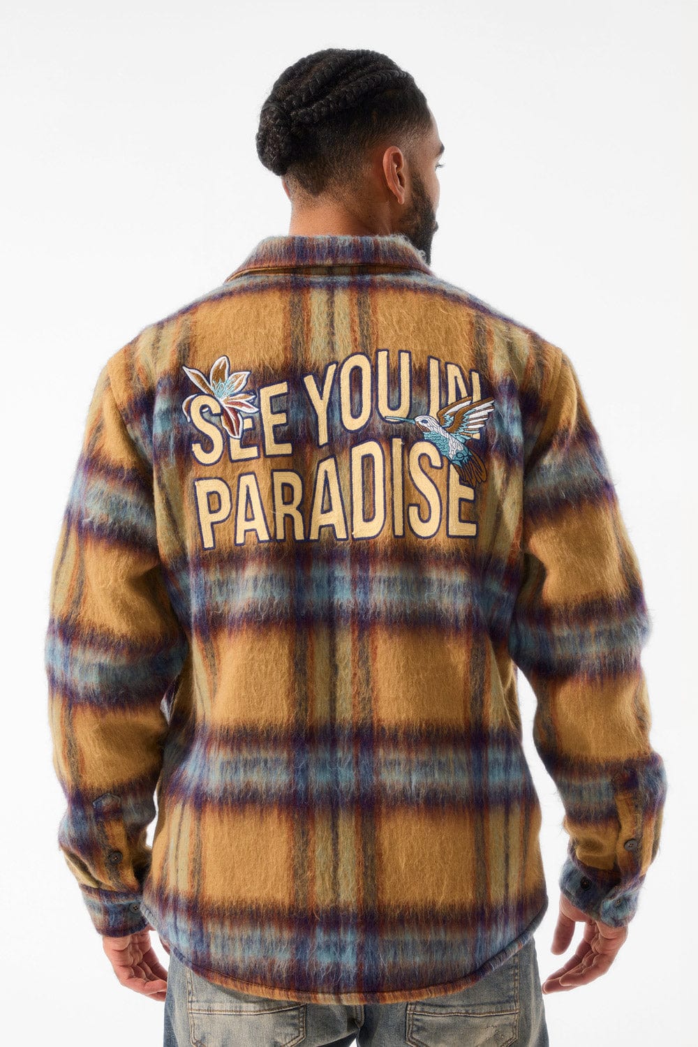 JORDAN CRAIG SEE YOU IN PARADISE FLANNEL SHACKET (WHEAT)