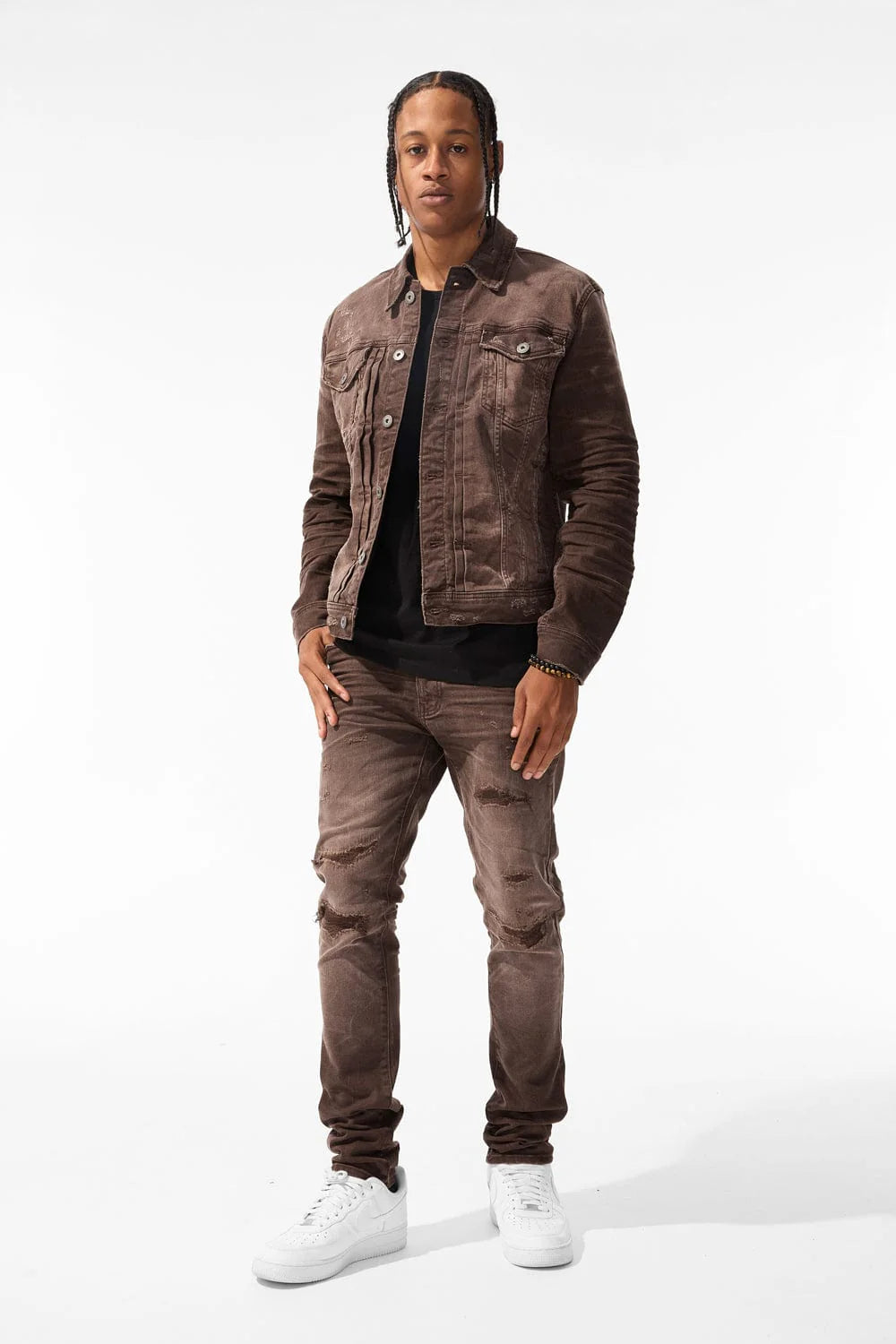 JORDAN CRAIG MEADOWLANDS DENIM TRUCKER JACKET BROWN