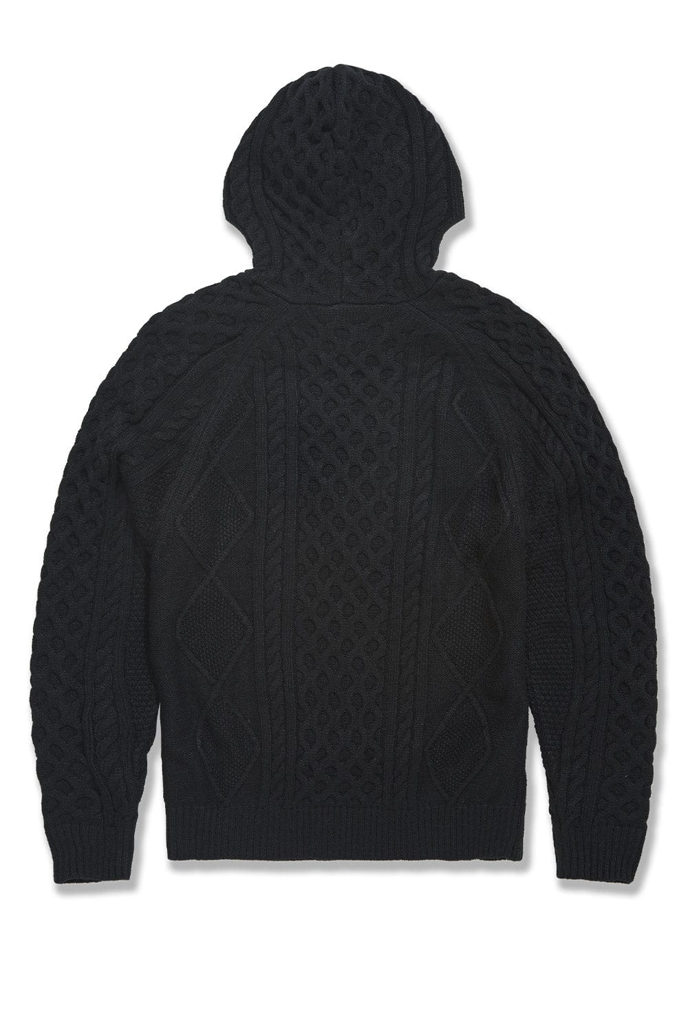JORDAN CRAIG CABLE KNIT HOODED SWEATER (BLACK)