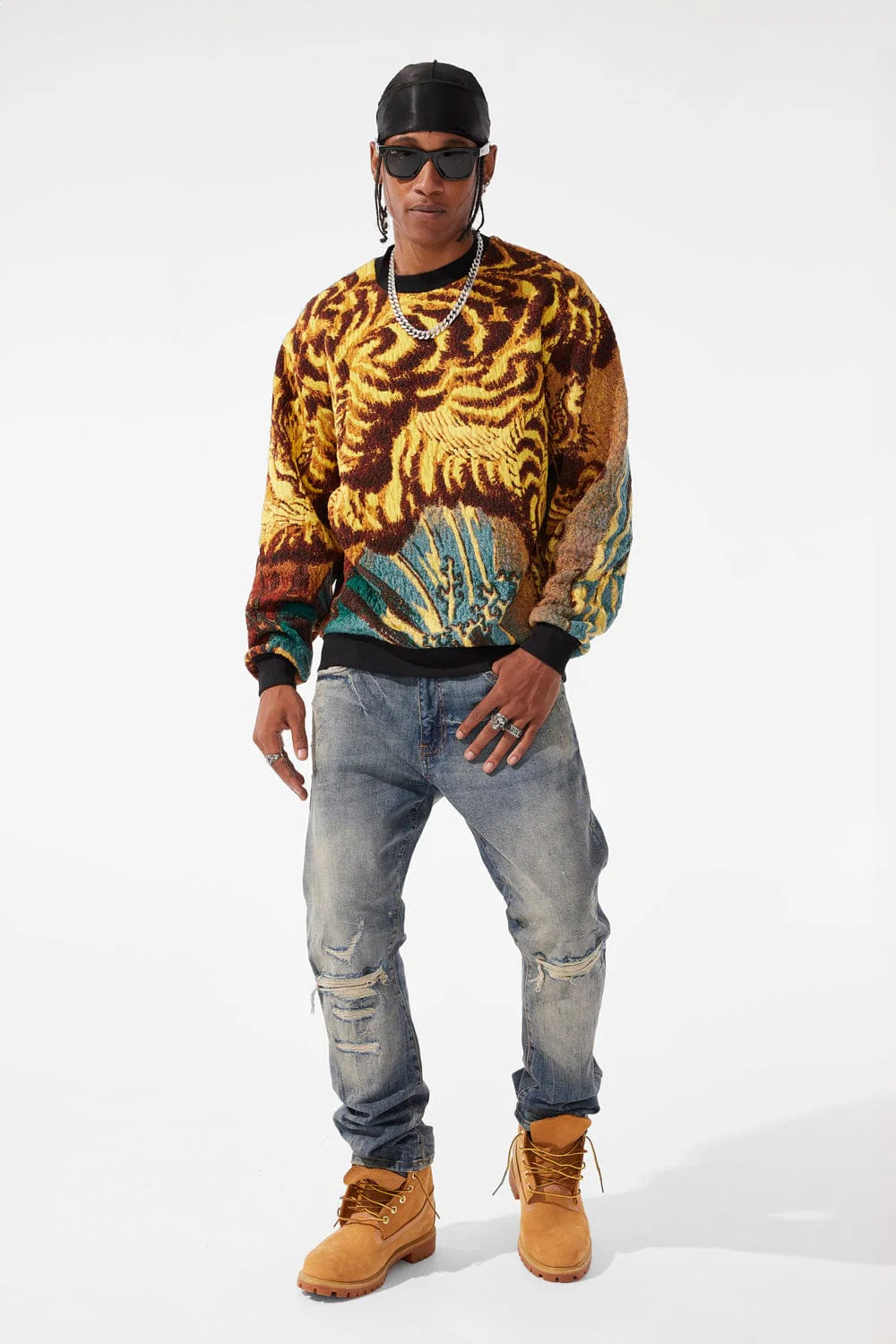 JORDAN CRAIG SILK ROAD CREWNECK SWEATER (GOLD DRAGON)