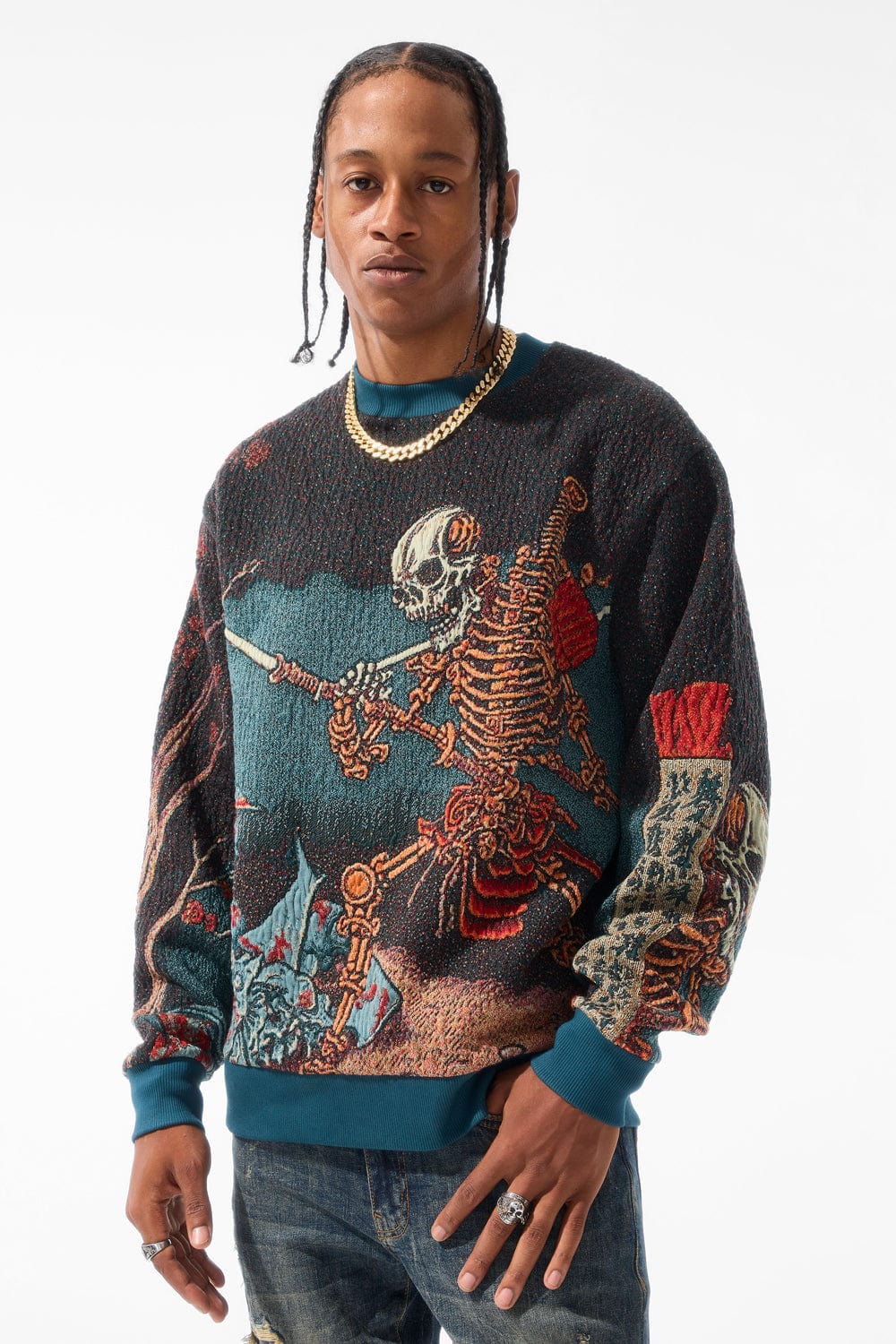 JORDAN CRAIG SILK ROAD CREWNECK SWEATER (SKULLETAL)